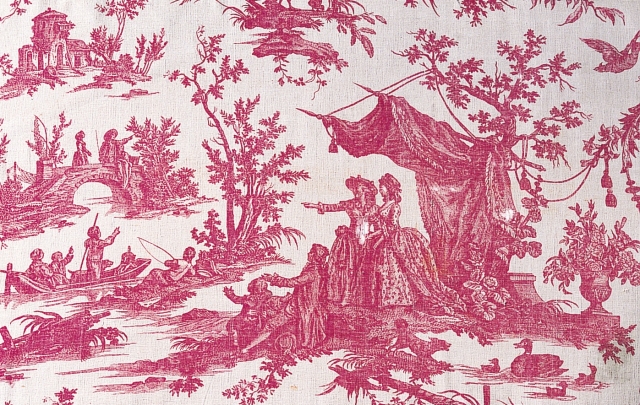 《お城の庭》J.B.ユエによるデザイン 1785年 銅版プリント・綿(ジュイ製)